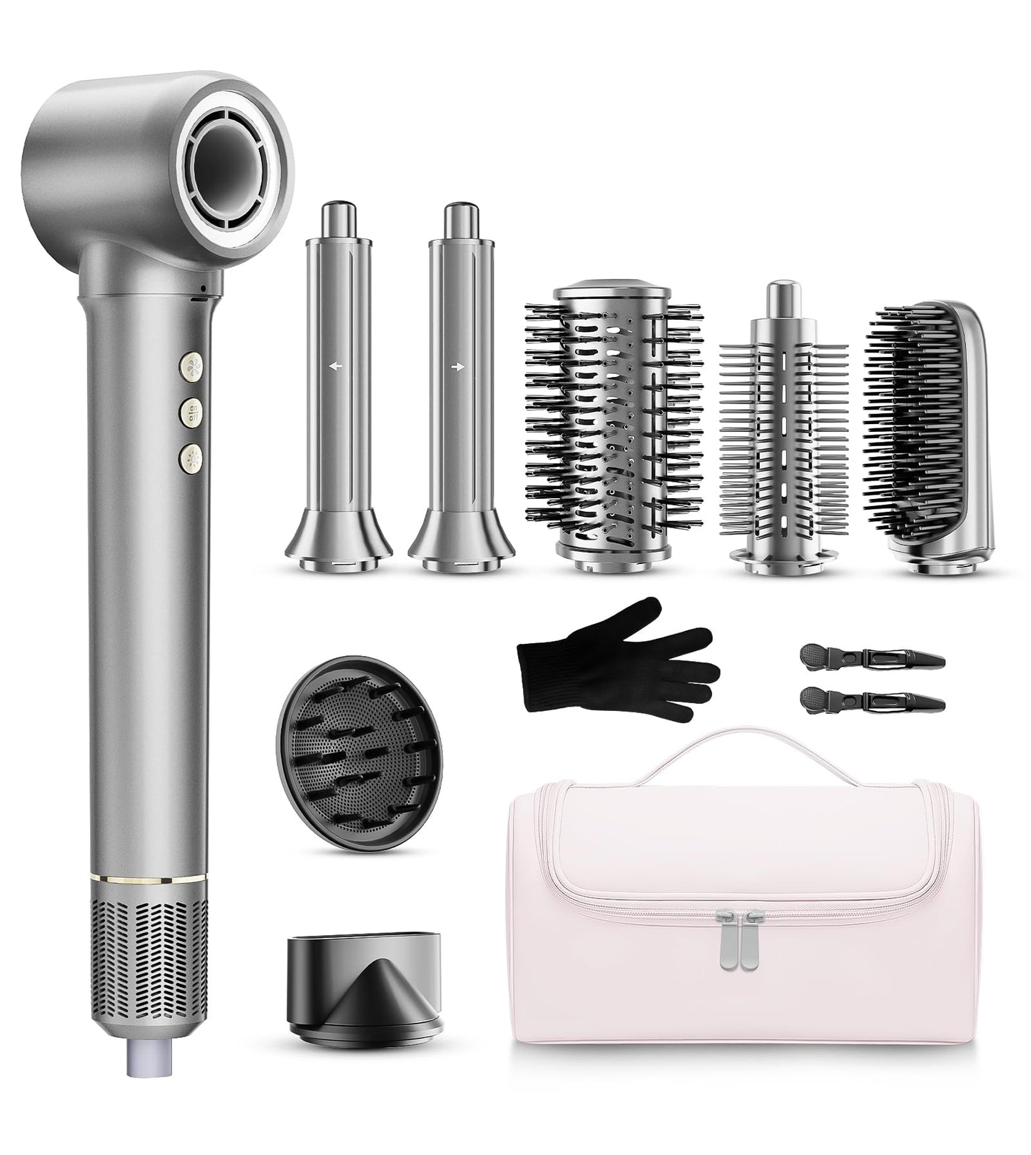 9 in 1 Hair Dryer Brush Kits,Professional 1200W Powerful Hot Air Styler Dryer with Case,110,000 RPM Auto Wrap Air Curler Travel Hair Crimper for Fast Drying/Straightening/Styling/Volumizing/Frizz-Free