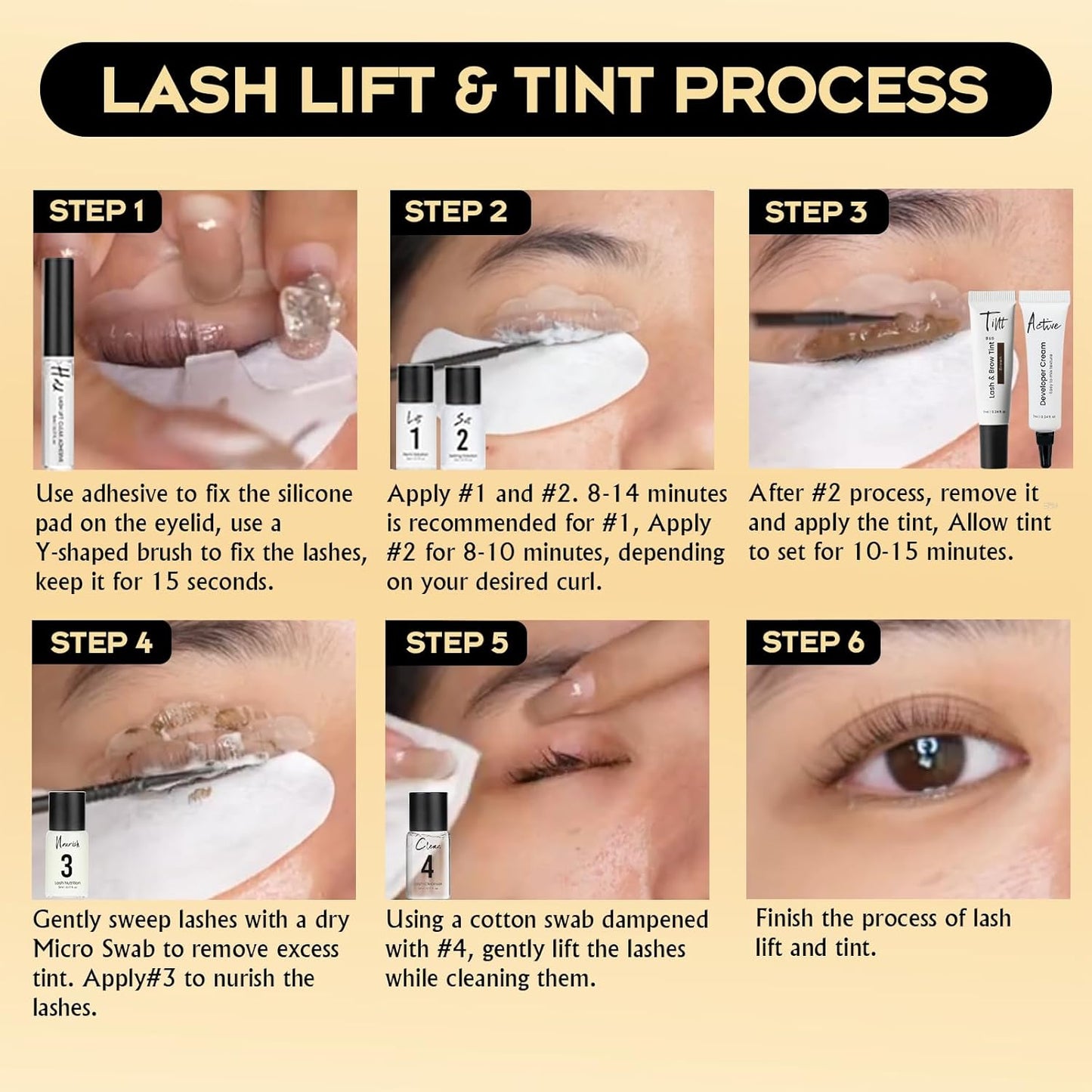 Lash Lift Kit - 4 in 1 Brow Lamination & Eyelash Perm Set | Salon Quality at Home, Long-Lasting Natural Brown Color
