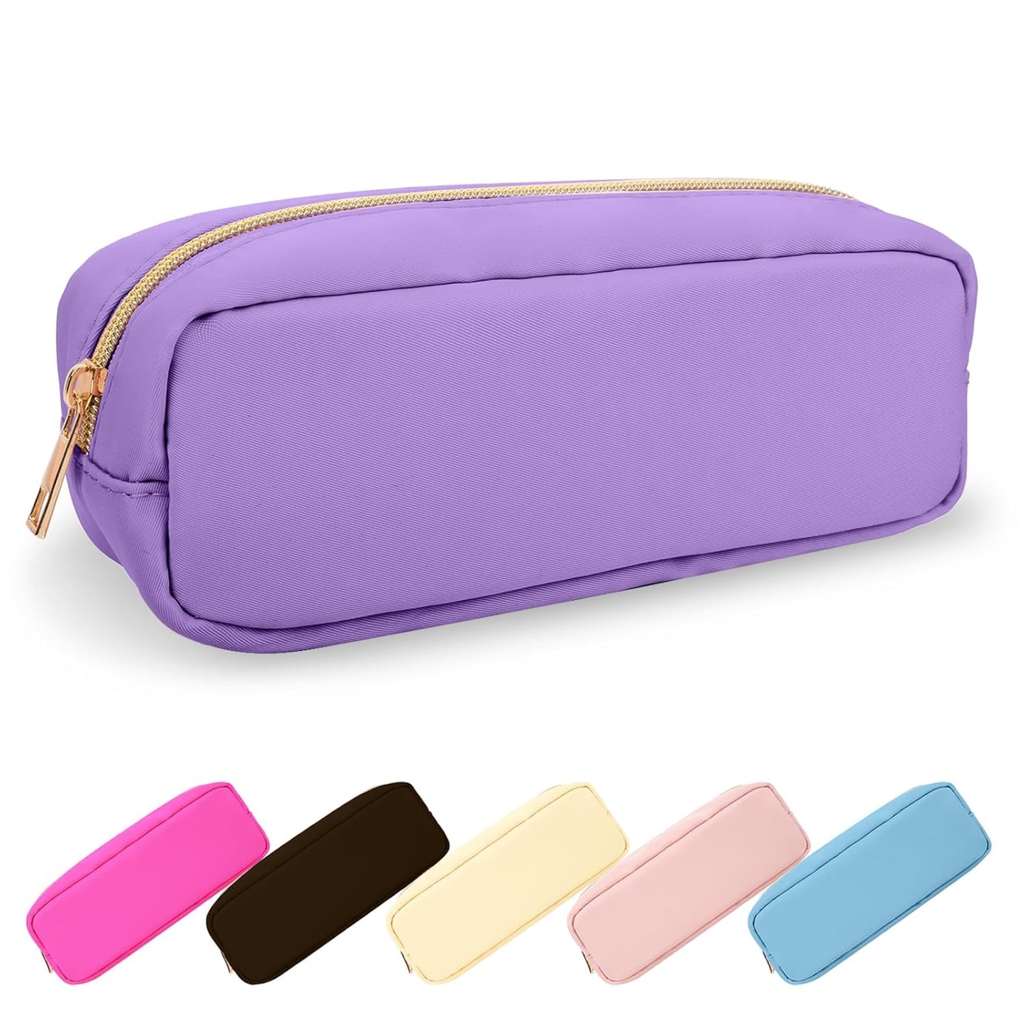 Waterproof Mini Floral Makeup Bag - Nylon Travel Pouch for Women | Cute Zipper Toiletry Organizer (Mini White-Flowers)