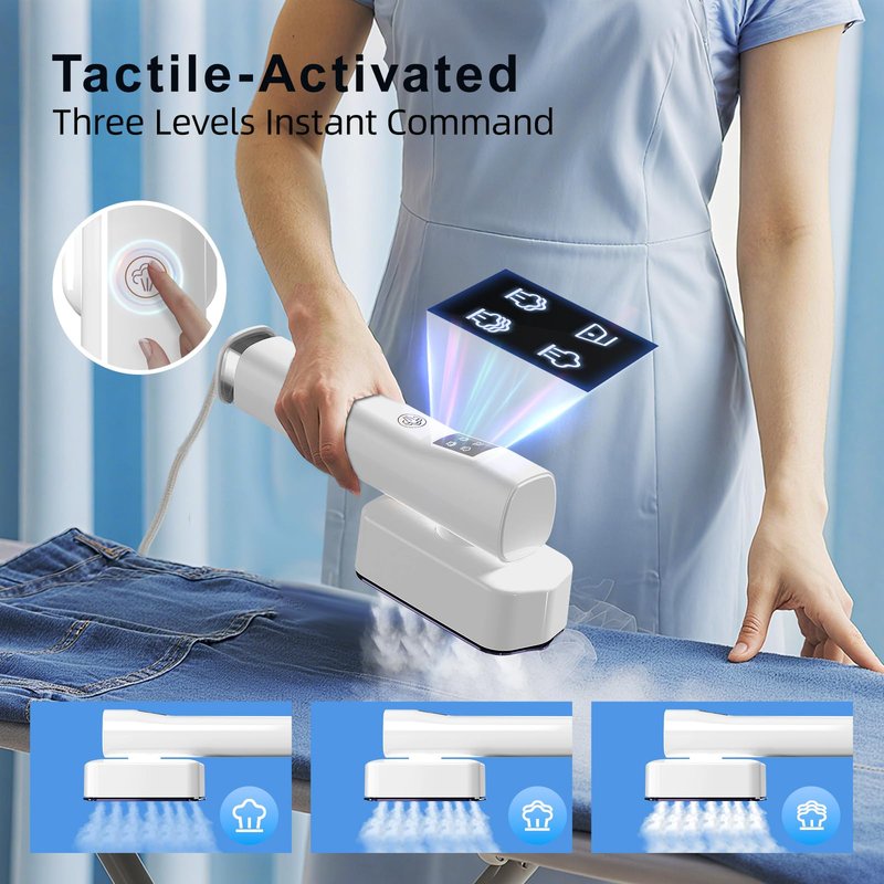 Steamer for Clothes, Handheld and Portable with 15-Second Heat-Up, 2-in-1 Steamer & Iron with Smart Touch Operation and 4 Modes, Suitable for All Fabrics, Ideal for Home & Travel-Pearl White