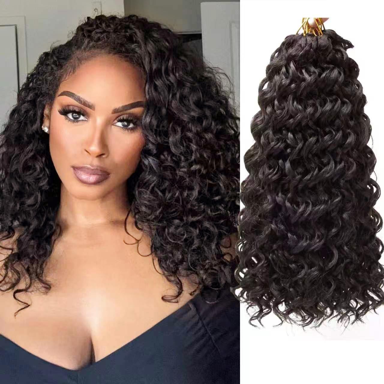 Water Wave Crochet Hair Extensions - Blonde Synthetic Bohemian Braids | 14 Inch Deep Wave (27#)