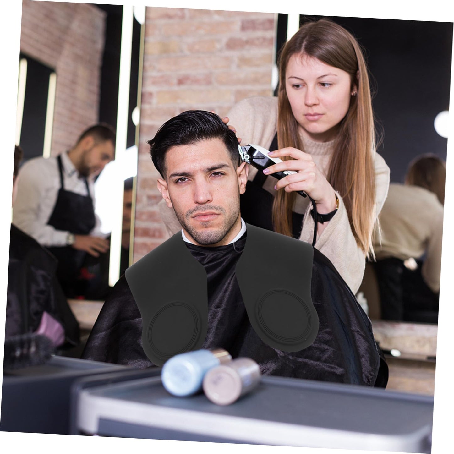 Sewroro Silicone Cutting Collar Hair Stylist Neck Protector, Black Hair Cutting Cape for Dressing, Hair Dyeing, Self Haircut, Shoulder