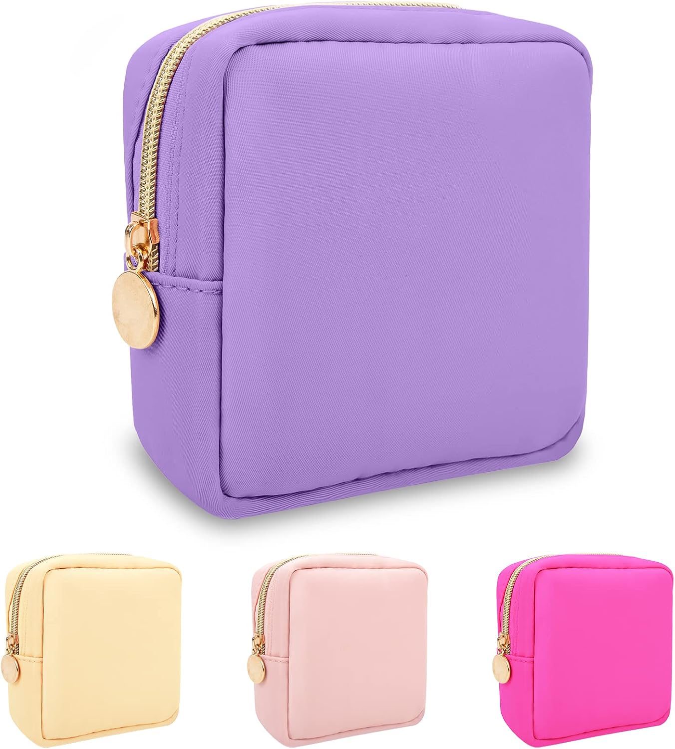 Floral Makeup Bag - Cute Pink Nylon Zipper Pouch for Travel | Waterproof Cosmetic Organizer for Women