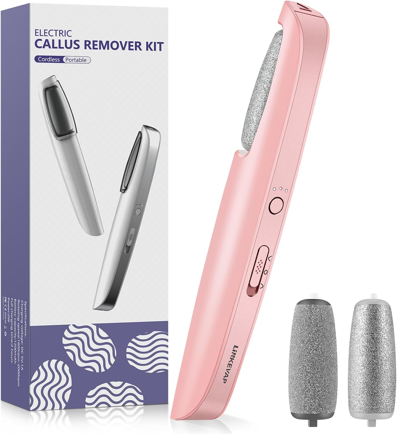 Electric Callus Remover - Professional Foot Scrubber Kit for Dry, Cracked Skin | At-Home Pedicure Spa Care (Blue)