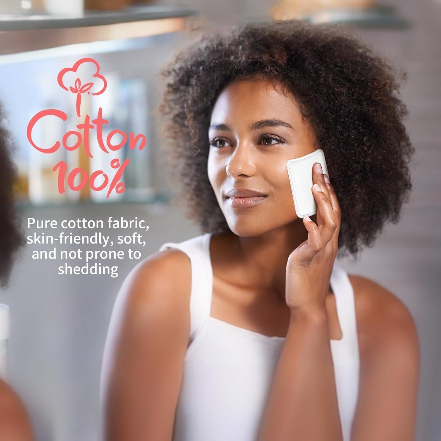 Square Cotton Pads - 100% Cotton, Triple-Layer Design for Daily Skin Care | 60 Count