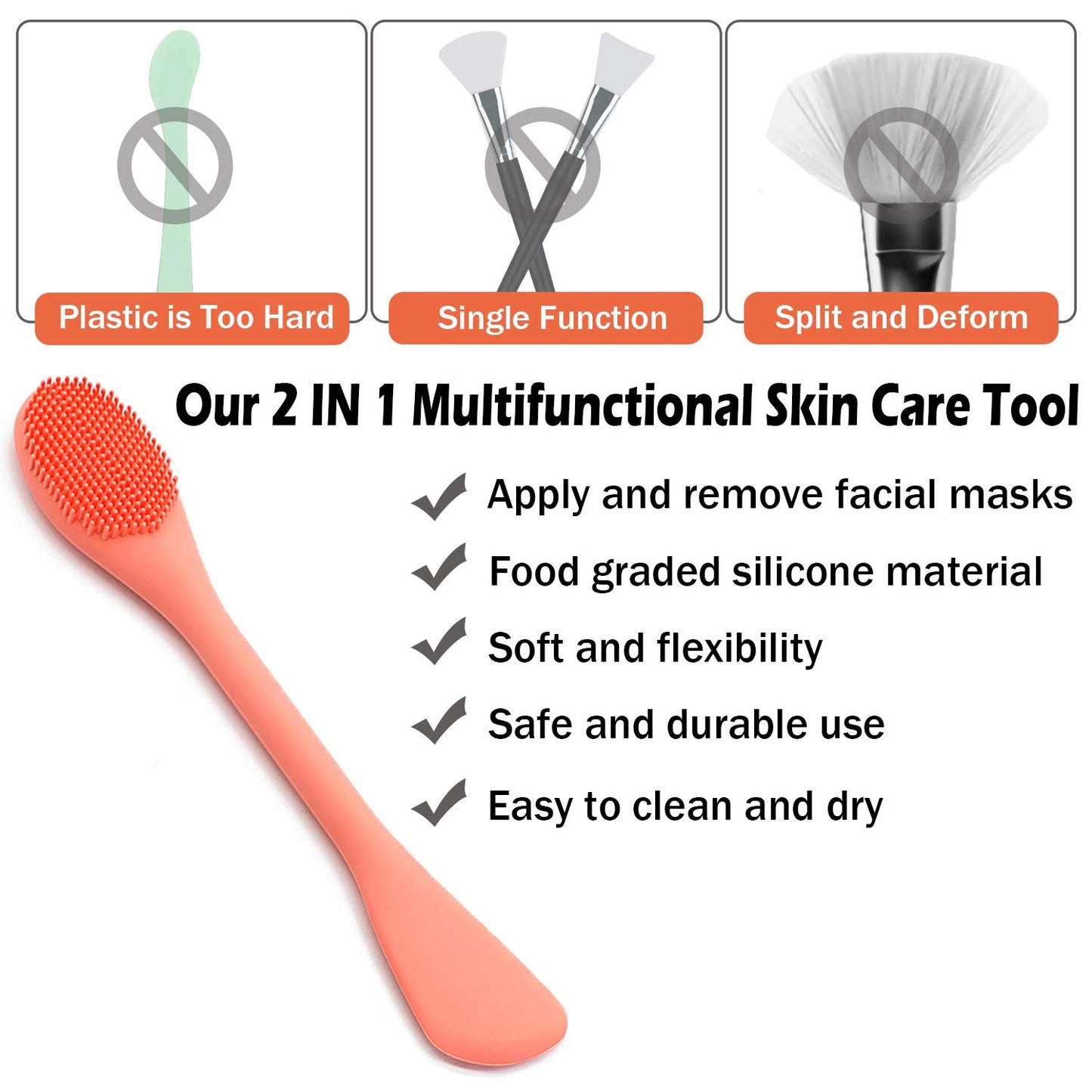 Silicone Face Mask Brush - Gentle Exfoliating Scrubber for Mud, Clay & Charcoal Masks | Applicator Tool