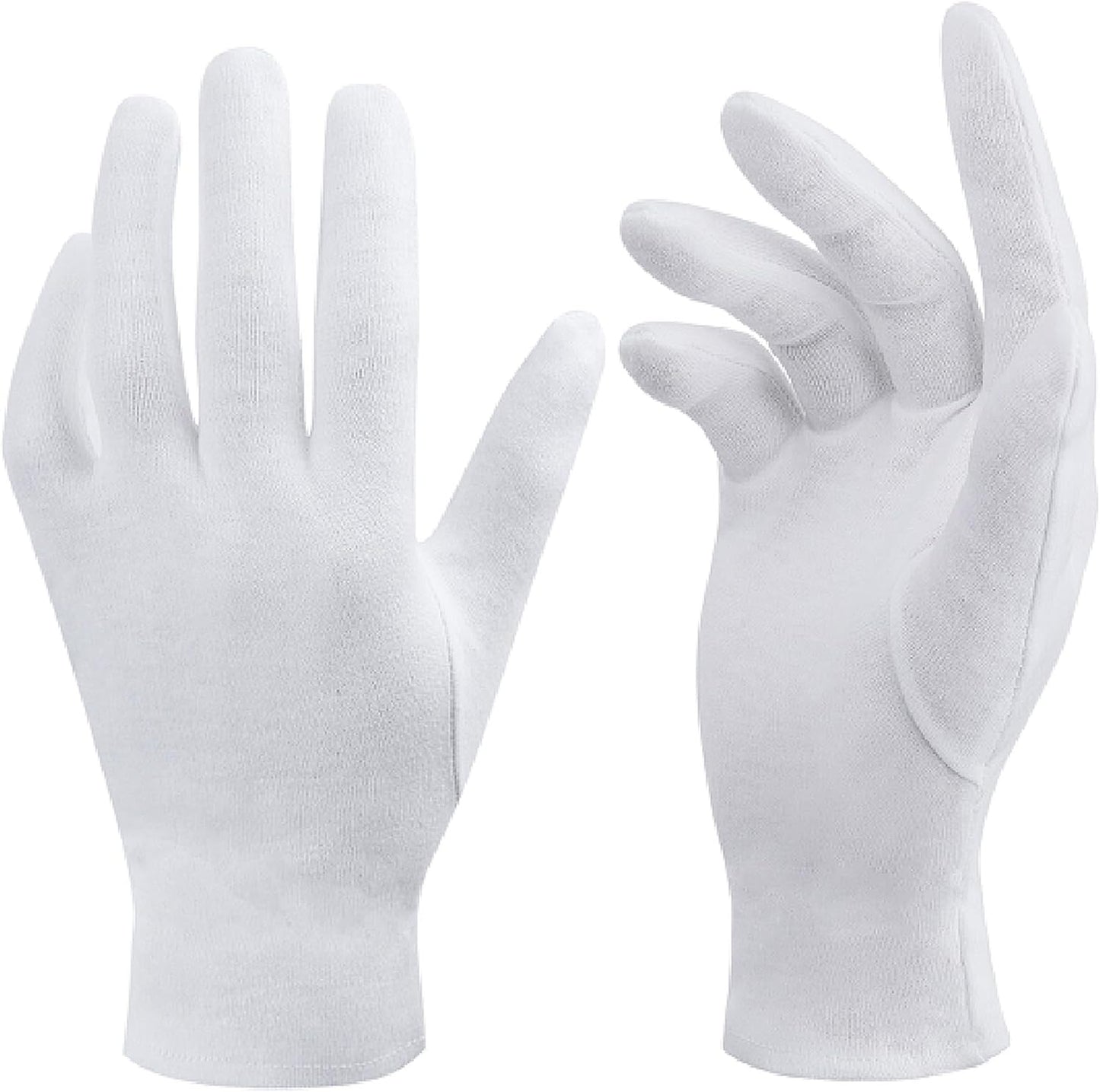 White Cotton Gloves for Dry Hands - Moisturizing Eczema Treatment | Medium, 3 Pairs