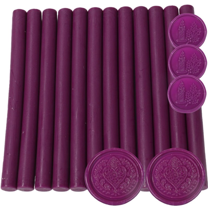 12 Pcs Glue Gun Wax Seal Sticks for Wax Stamp, Vintage Sealing Sticks Set Suit to 0.43'' Glue Gun Great for Wedding Invitation, Cards, Envelopes, Christmas Ideas (Aubergine Purple)