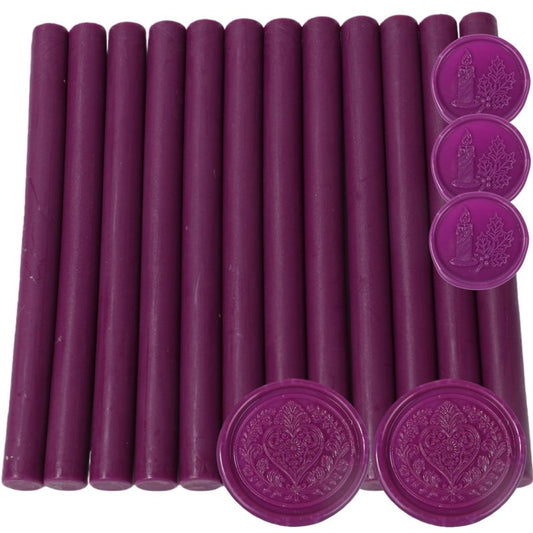 12 Pcs Glue Gun Wax Seal Sticks for Wax Stamp, Vintage Sealing Sticks Set Suit to 0.43'' Glue Gun Great for Wedding Invitation, Cards, Envelopes, Christmas Ideas (Aubergine Purple)