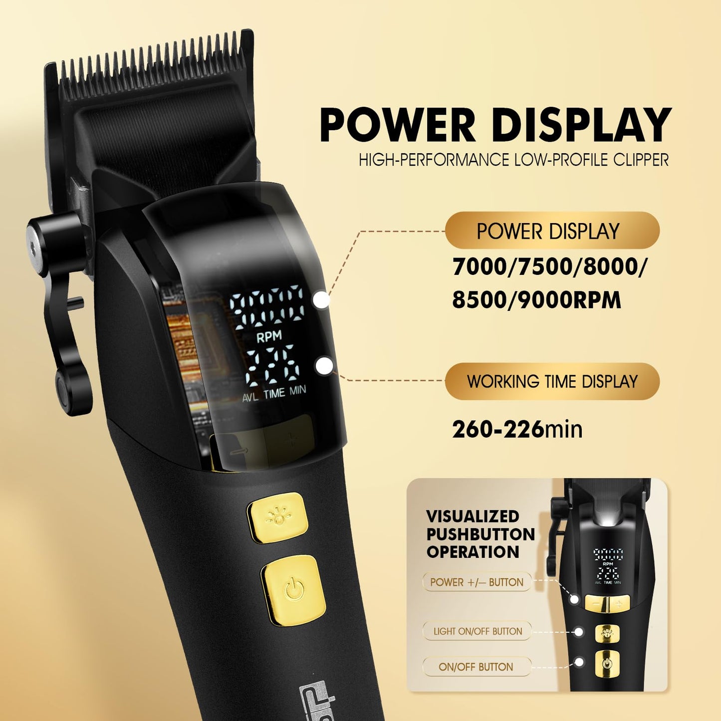 DSP Hair Trimmer for Men, Cordless Beard Trimmer, Adjustable Head Angle, Beard Edger, Grooming Cutting Kit, Ceramic Blade, Plug and Play