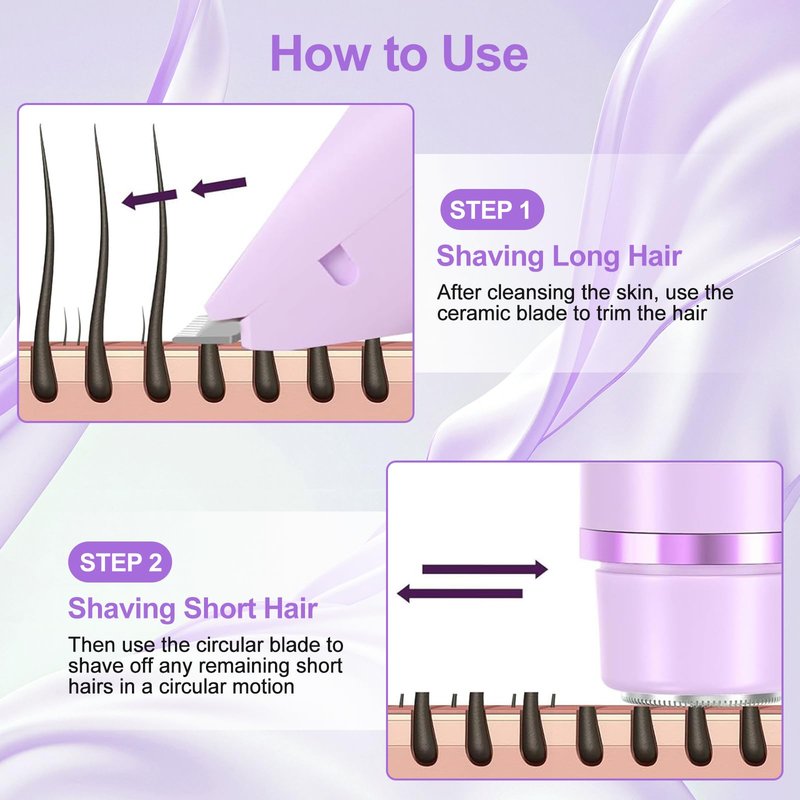 2026 New Bikini Trimmer for Women, 2 in 1 Dual Head Body Bikini Shaver, Ultra Low Silent, Painless & Cordless Hair Removal for Body, IPX7 Waterproof & Easy Cleaning for Shower & Travel (Purple)