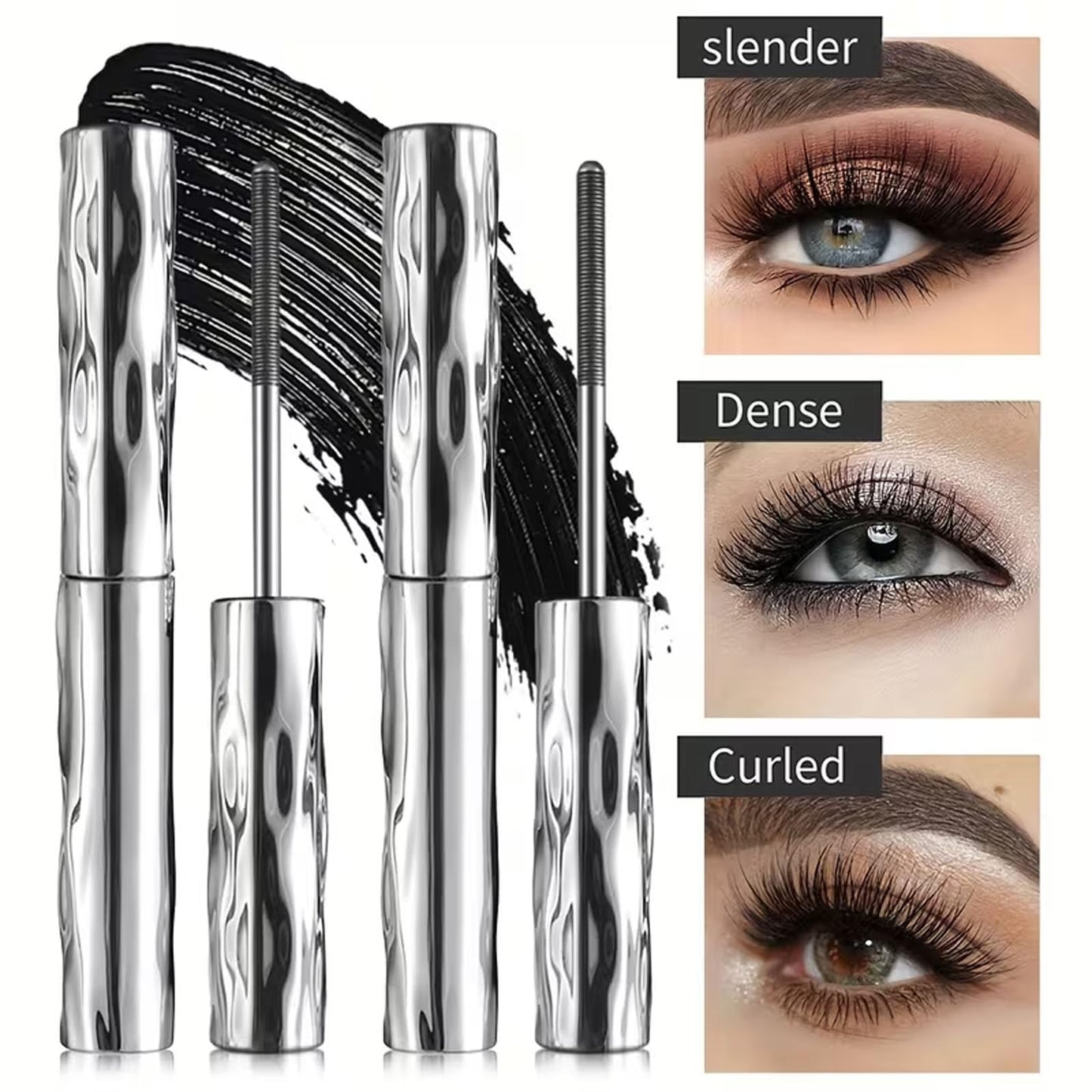 Dulorantocosh Waterproof Fibre Mascara, Volume & Length Without Clumping, Tubular Eyelash Primer with Metal Wand, Curling Eyelash Iron Mascara, Natural and Smudge-Proof (1 pcs)