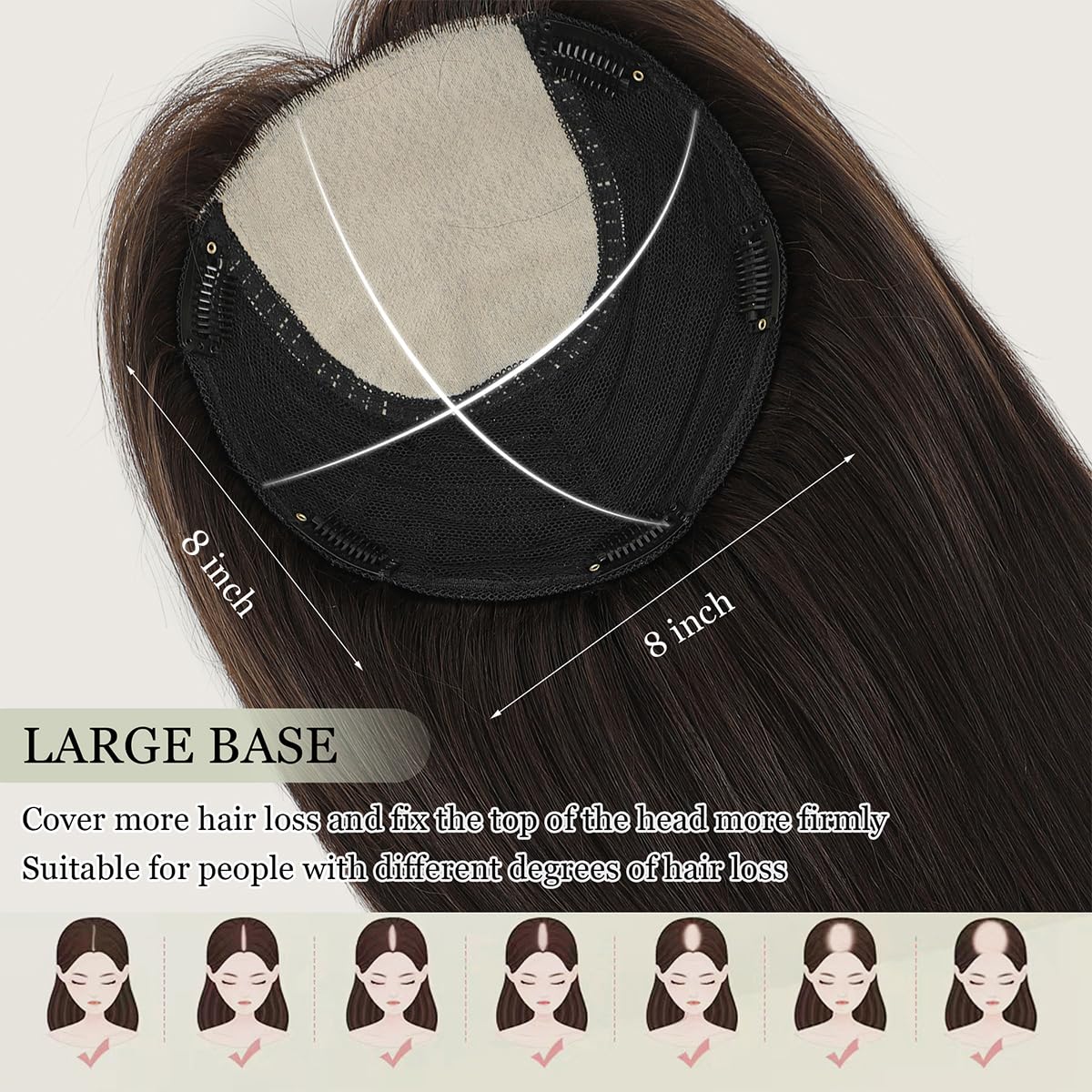 Aimeolyn Hair Toppers for Women - Real Human Hair 12-Inch Wiglets with Bangs | Natural Skin Scalp for Thinning Hair