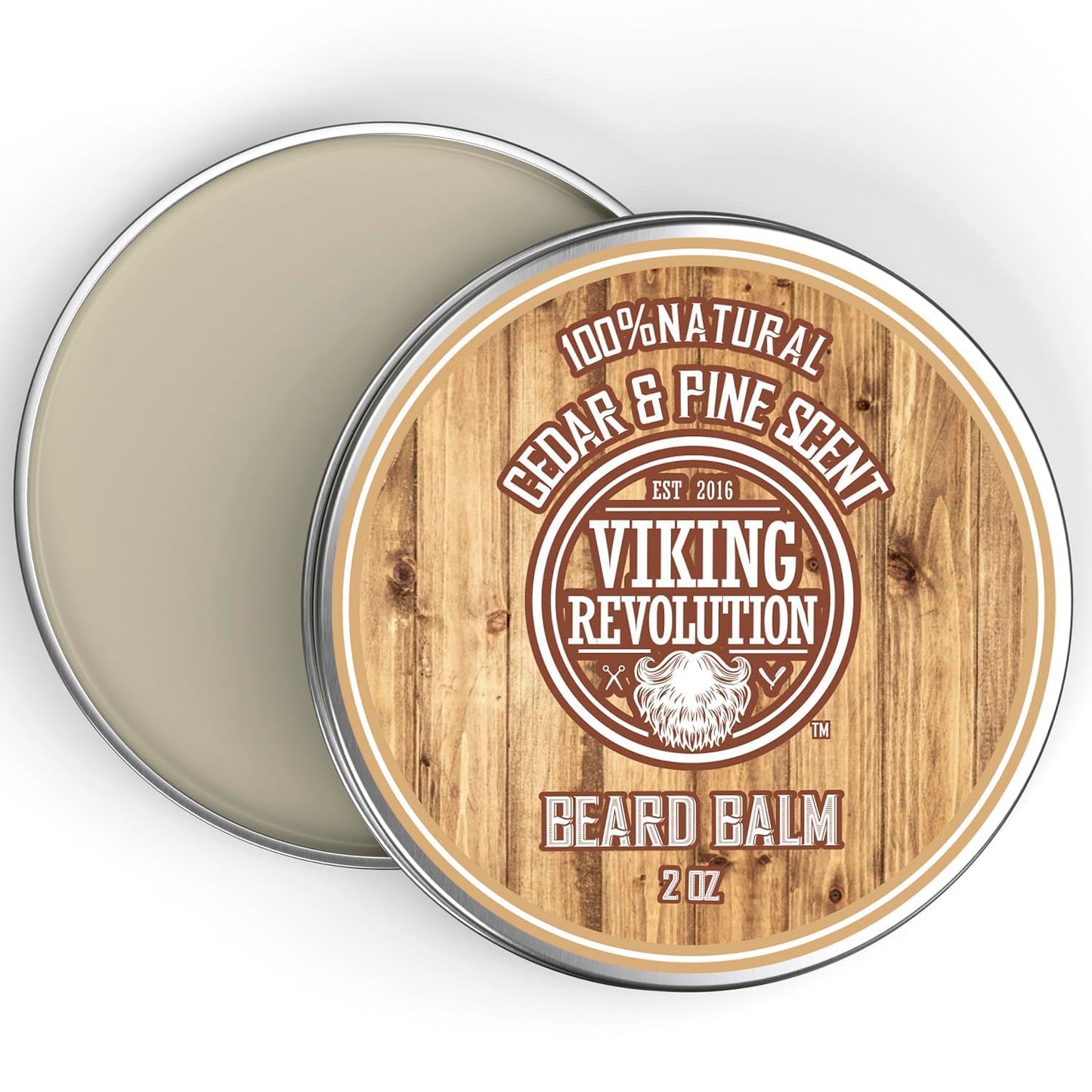 Viking Revolution Cedar & Pine Beard Balm - Butter with Argan Oil, Softener & Moisturizer for Men - Wax for Beards (2oz, 1 Pack)
