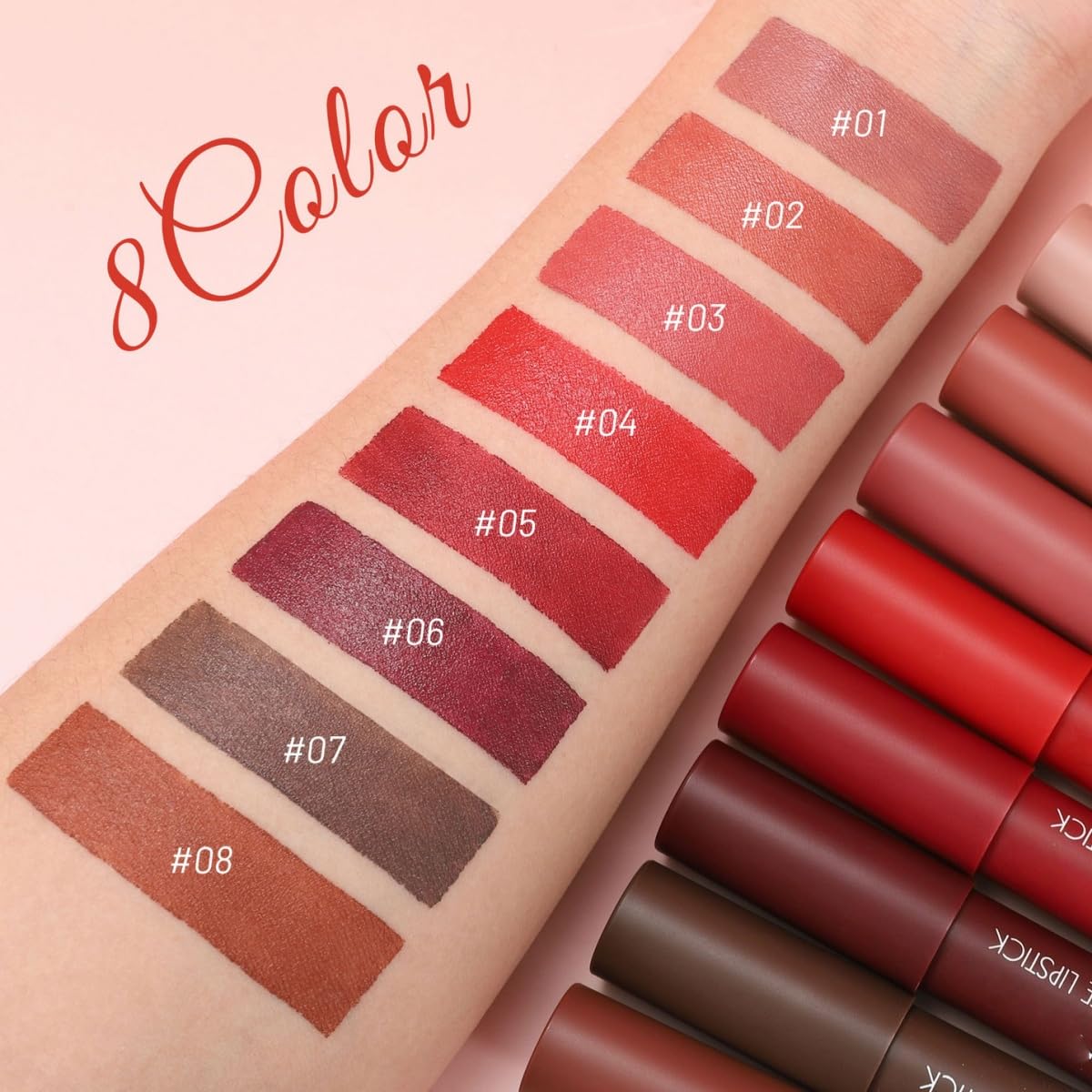 ONarisae 2in1 Lip Liner & Lipstick Combo Matte Longwear Waterproof Lipstick for Women #03 Coral Pink