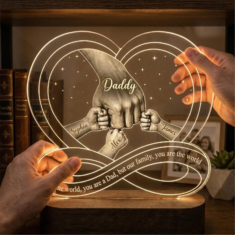 Noni Personalized First Bump Acrylic Night Light Stand, Custom Father's Night Light Decor for Dad, Gift for Husband, Grandpa, Father Day Ideas Decor