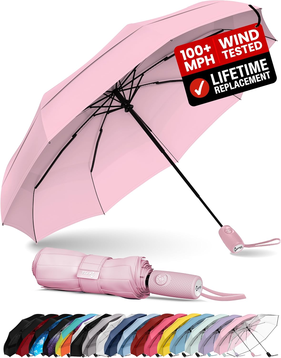 Windproof Travel Umbrella - Compact Auto Folding Design | Withstands 100MPH Winds, Durable & Lightweight for Men & Women