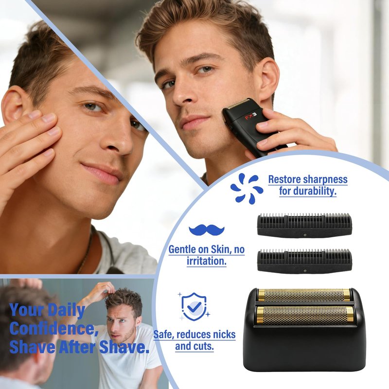 Replacement Head Compatible with BaByliss FX3 Foil Shaver, Replacement Blade Compatible with BaByliss Pro FX3 Foil Shaver Replacement Head, FXX3RFB Black Razor Replacement Foil Head with 2 Cutter-1PCS