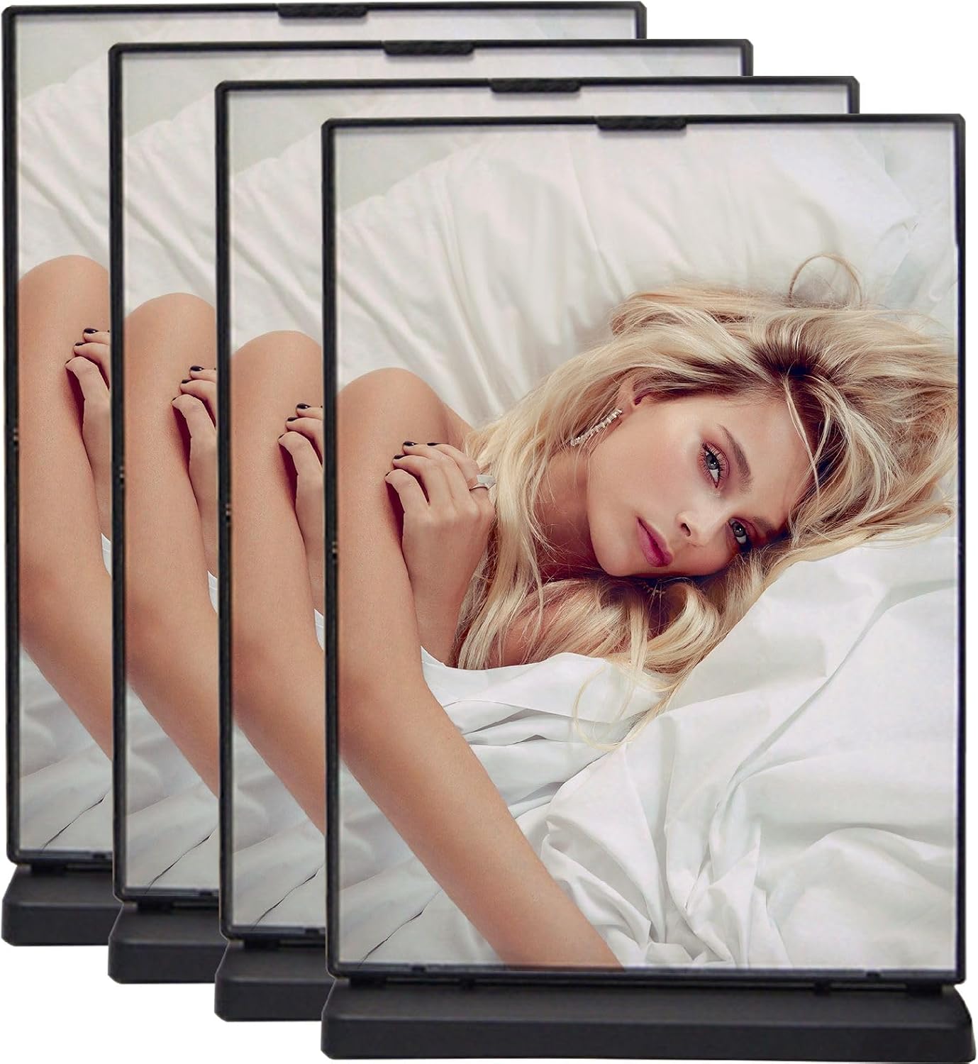 Acrylic Sign Holder - 12x8 Two-Sided Display Stand | 4 Pack for Cafes, Shops, Events