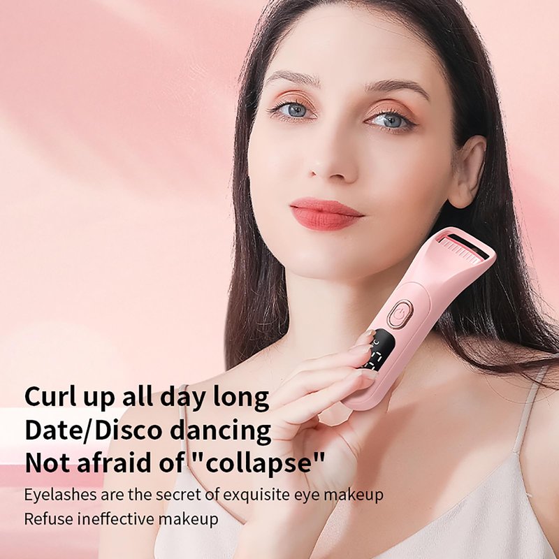 Heated Eyelash Curlers, Rechargeable Electric Eyelash Curler with Dual-Arc Design & 3 Adjustable Temperature - Safe Gentle Heated Lash Curler for Natural Curl Perfect Fit for Women(Pink B)