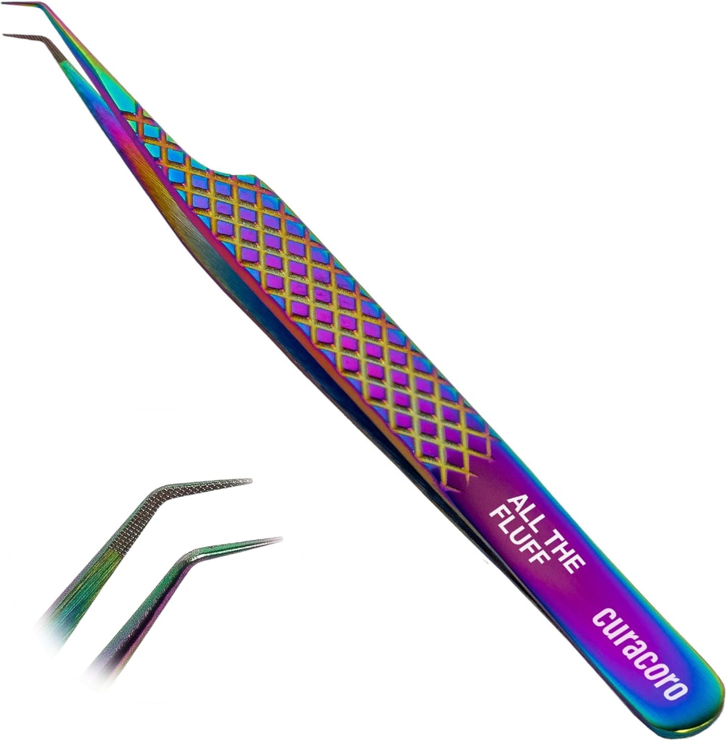 Curacoro Lash Tweezer - Precision Fiber Tip Grip for Eyelash Extensions | Multi-Shape Silver Tweezers for Volume & Isolation
