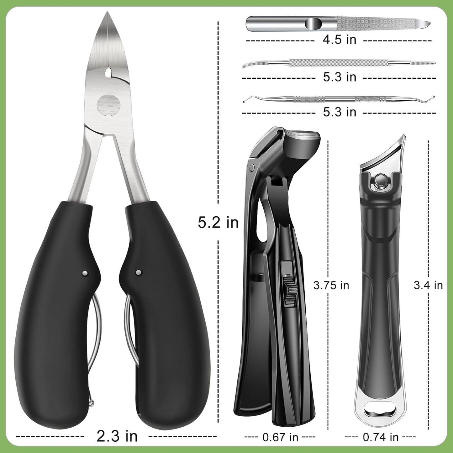 Toenail Clippers for Seniors - Heavy Duty Angled Head Clippers for Thick Nails | Large Slanted Handle