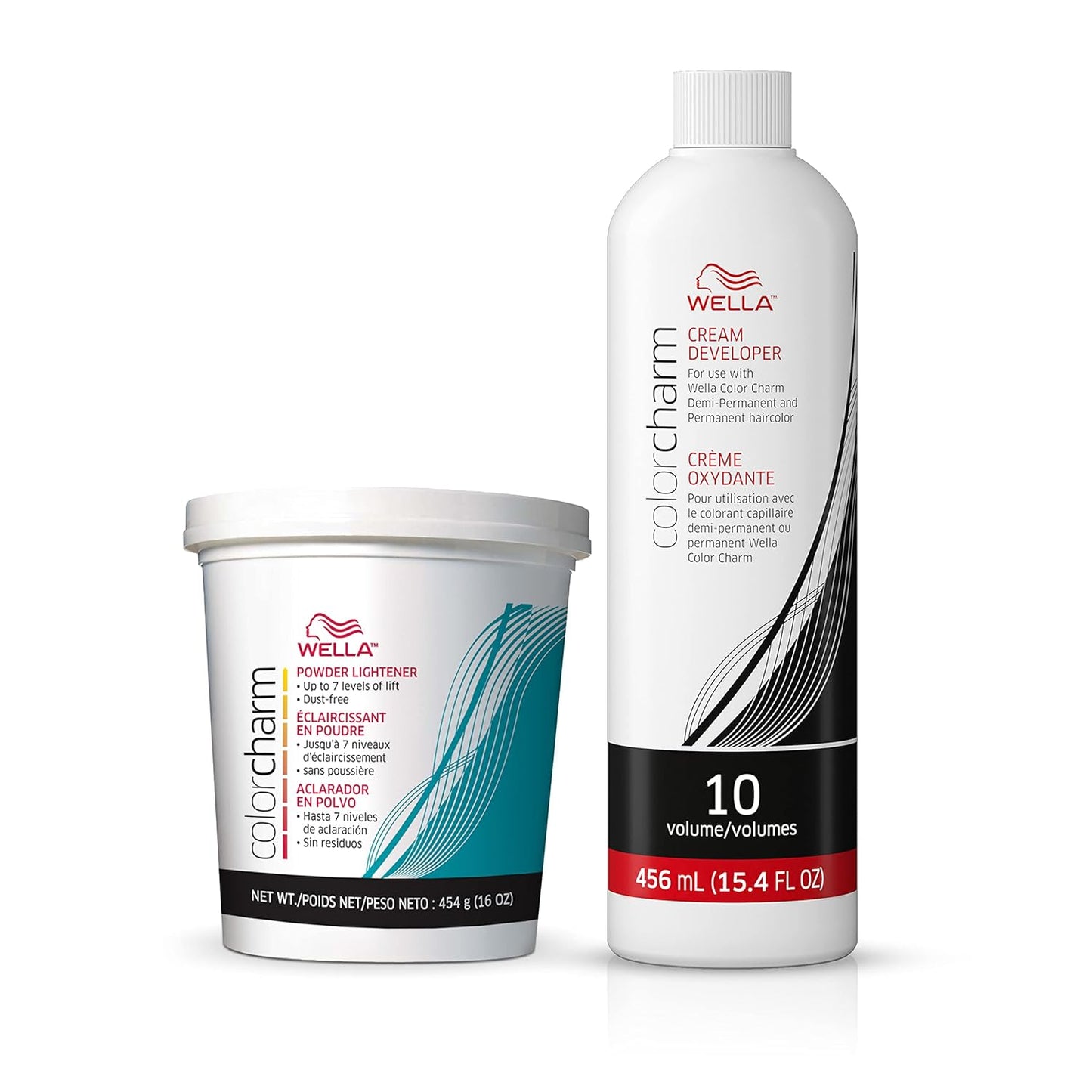WELLA Colorcharm Cream Developer & Powder Hair Lightener - Optimal Gray Blending & Up to 7 Levels of Lift | 15.4 oz