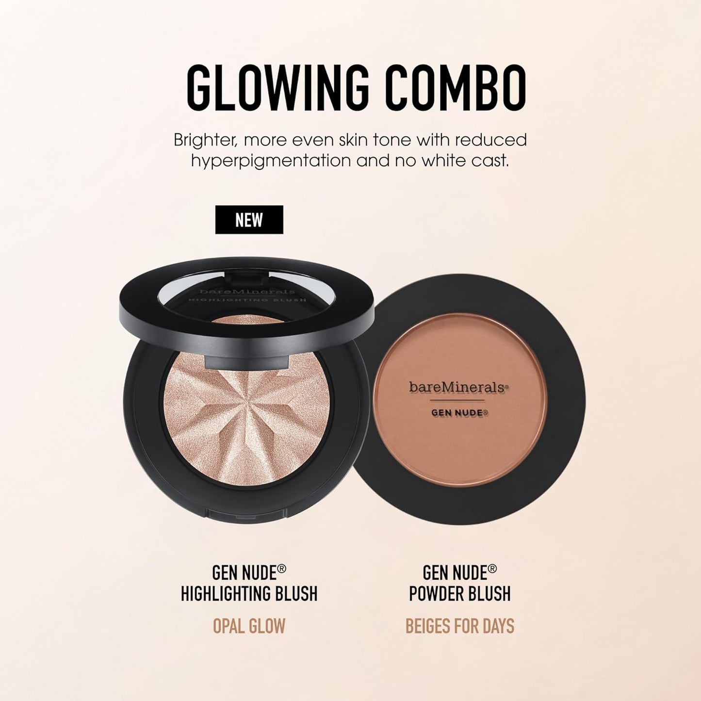 bareMinerals Gen Nude Blush & Highlighter Hybrid - Silky, Blendable Face Makeup for All-Day Wear | Luminous Finish, Talc-Free, Vegan