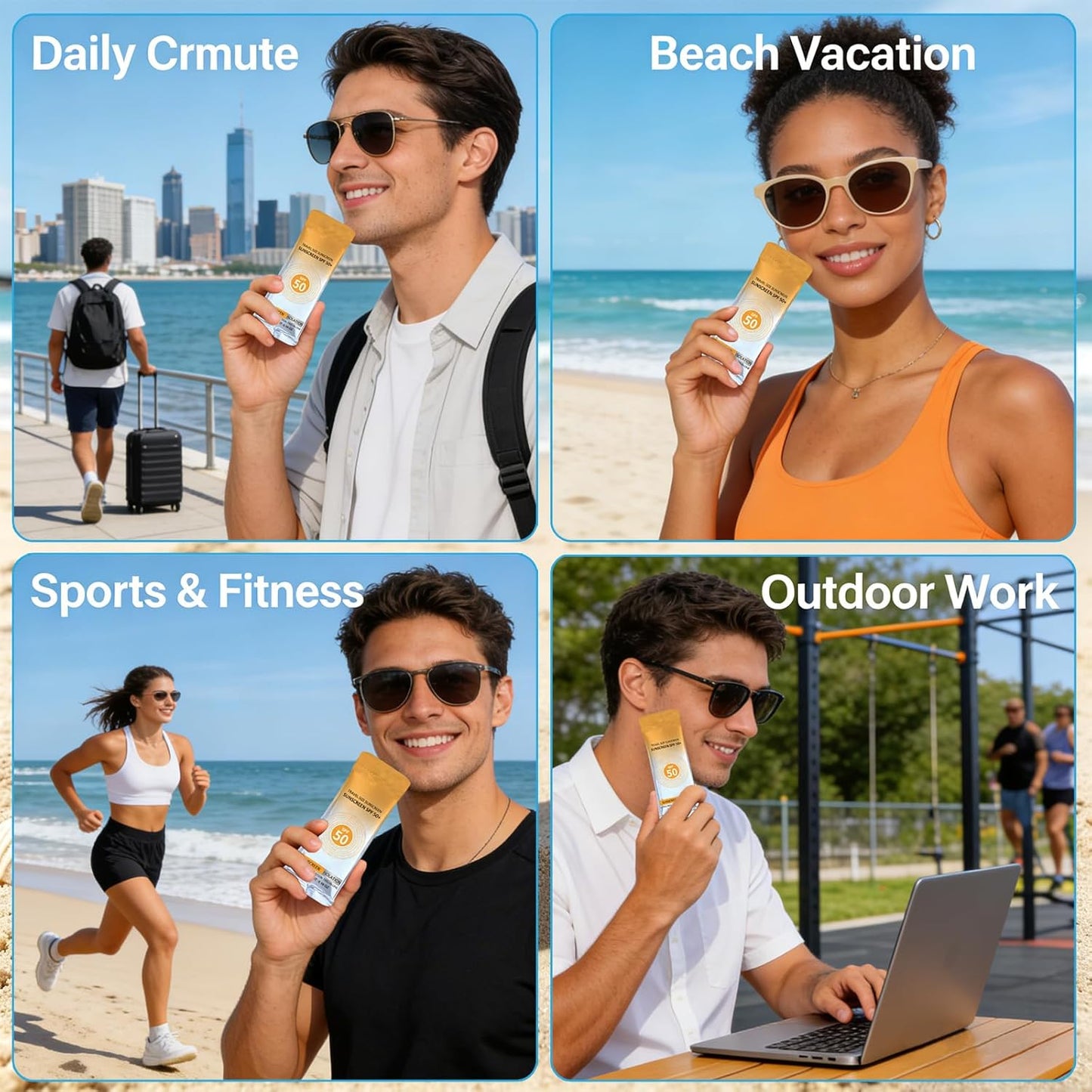 Travel Size Sunscreen SPF 50+ - 50 Pcs Mini Non-Greasy Sunscreen for Face & Body | 0.19 OZ Each