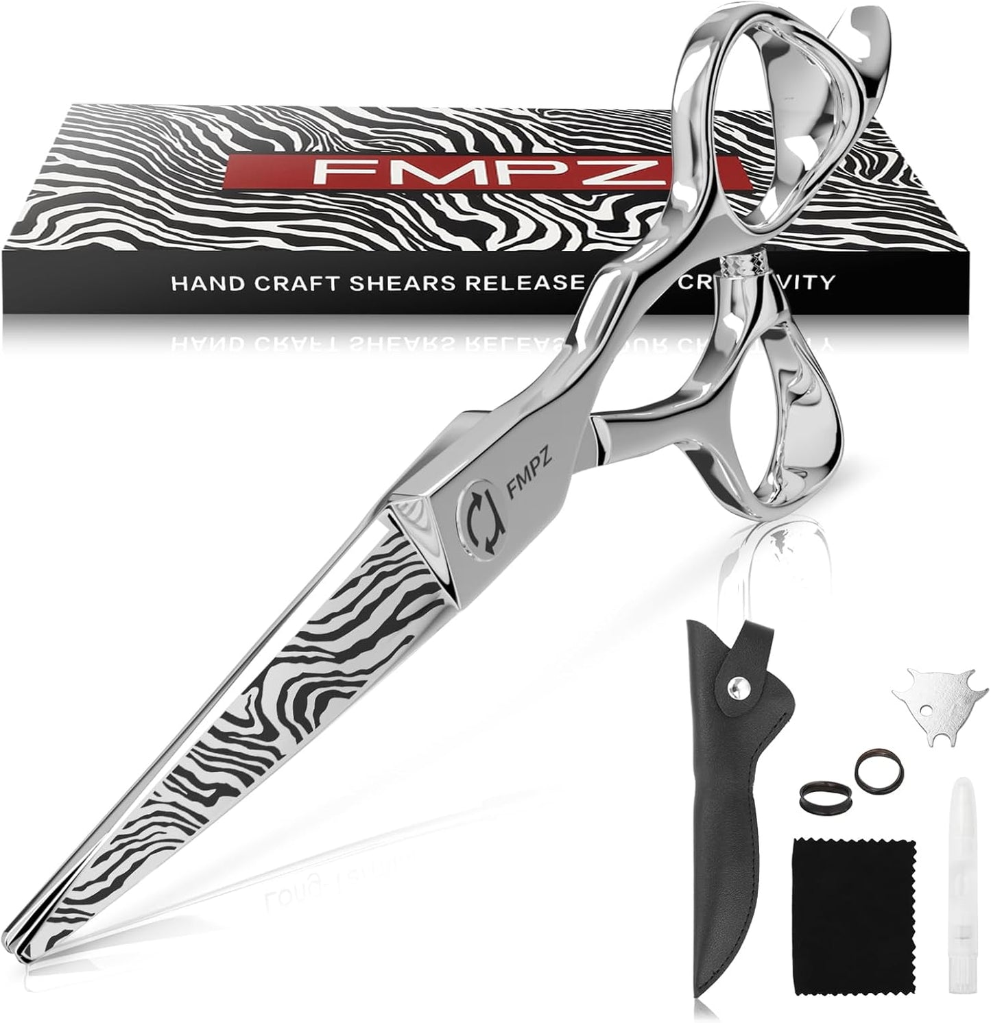 Professional Hair Cutting Scissors - 5.5" Barber Shears with 440C Steel | Ergonomic Design for Salon & Home Use - Zebra Style