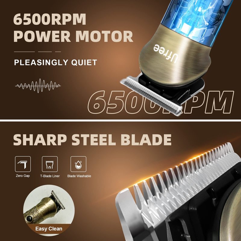 Ufree Beard Trimmer for Men, Electric Razor Shaver, Cordless Hair Clipper Shaving Kit for Mustache Body Nose Ear Hair Facial, Adjustable Beard Grooming Kit Father Birthday Gifts for Men Husband Dad