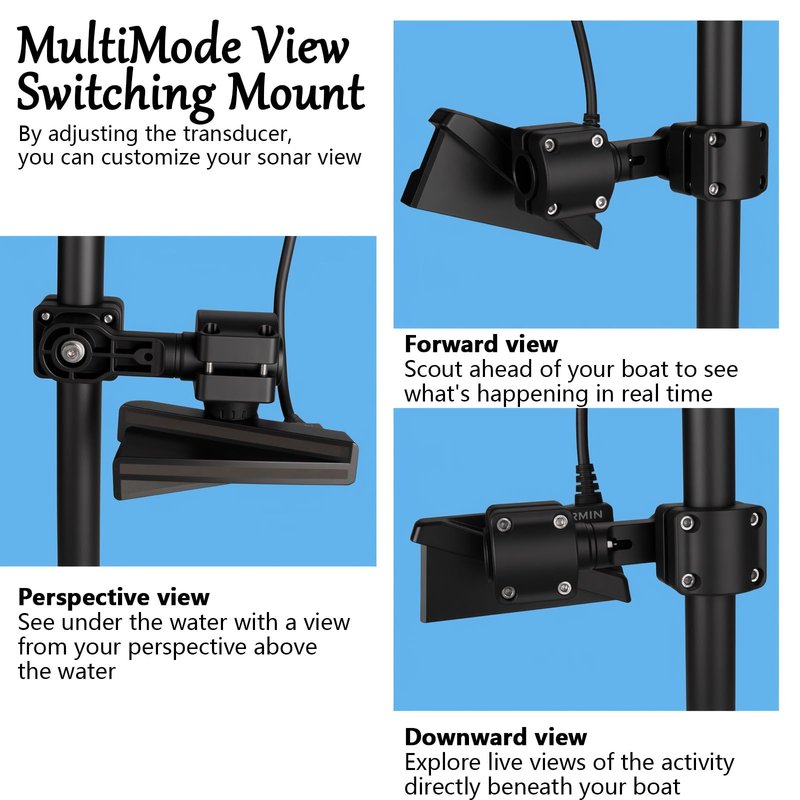 VINmounts 0 Degree Perspective Mount Compatible with LVS34,MultiMode Transducer Mount for Pole & Trolling Motor Shaft