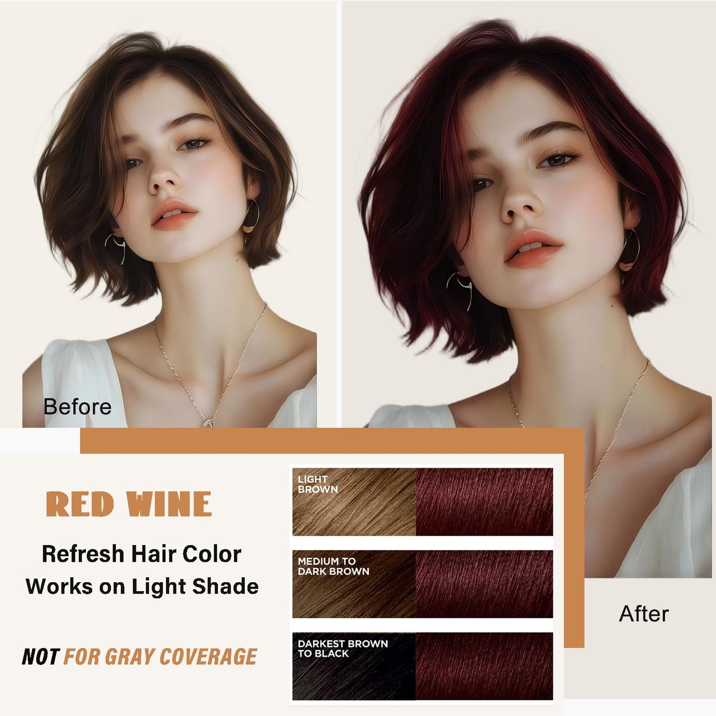 Red Hair Dye Shampoo for Women Men, Herbal 3-in-1 Hair Color Shampoo, Colors Hair in Minutes, Semi-Permanent Burgundy Hair Dye, Shampoo Para Pintar El Cabello, Easy to Use at Home - 16.90 Fl Oz