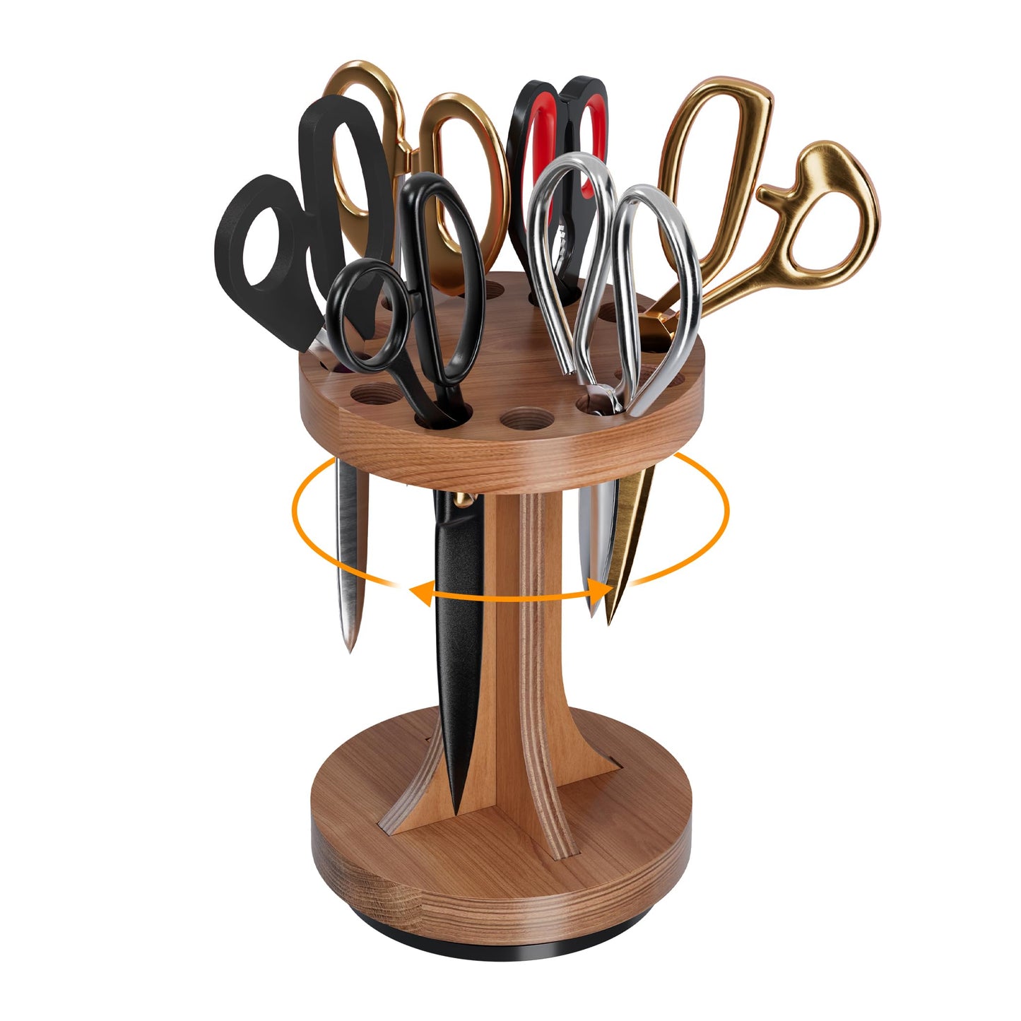 MTGSTOCL Wooden Rotating Scissor Holder,12-Slot Shear Holder with 360° Swivel Base ,Perfect for Sewing ,Quilting , Crafts,Stylists &Hairdressers