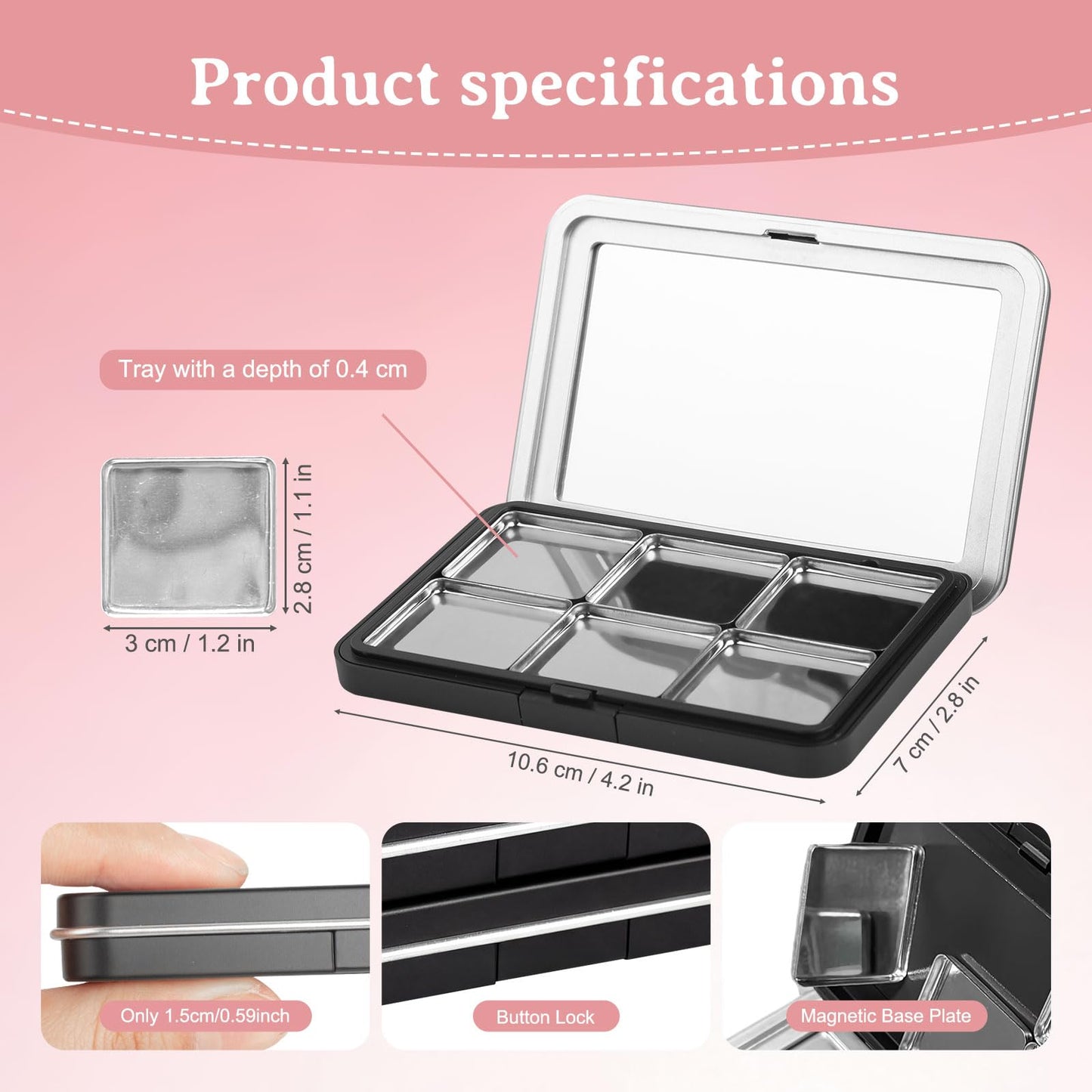 HDFCLUP 3Pcs Empty Magnetic Makeup Palette Set with 18 Metal Pans & Pressing Tool,Refillable DIY Makeup Palette for Eyeshadow Blush Lipstick.Suitable for work, dates, parties, and travel
