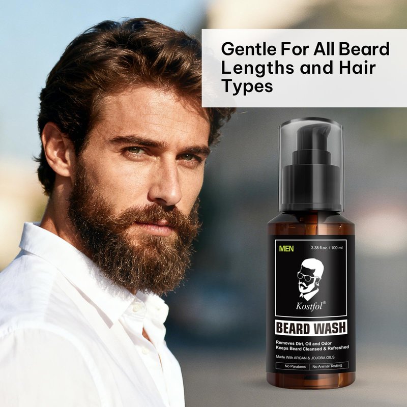 NUSPA NUSPA Deep Cleansing Refreshing Face Beard Wash for Full Beards Removes Dirt and Odor Keeps Beard Shampoo Face Wash with Argan Jojoba Oils,2in 1
