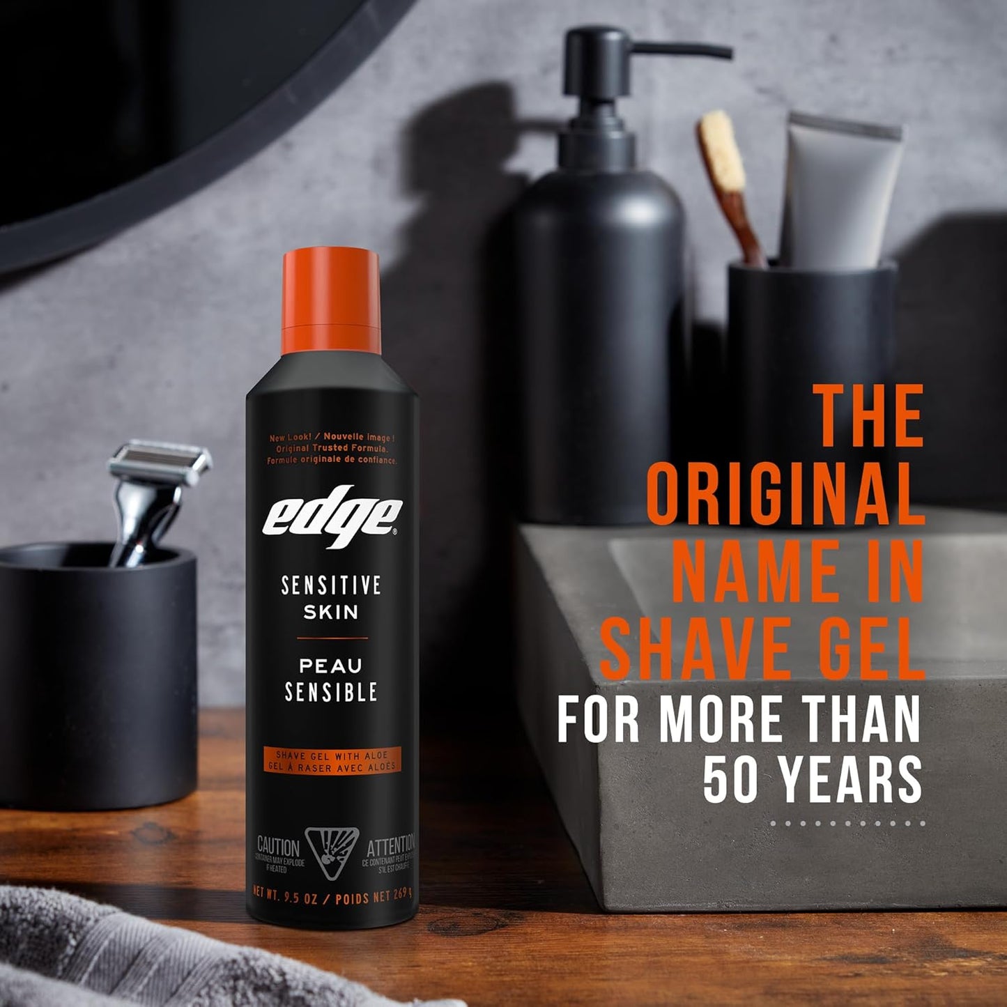 Edge Shaving Gel for Men - Aloe Infused Moisturizing Shave Gel | 9.5oz, 2 Pack for Sensitive Skin