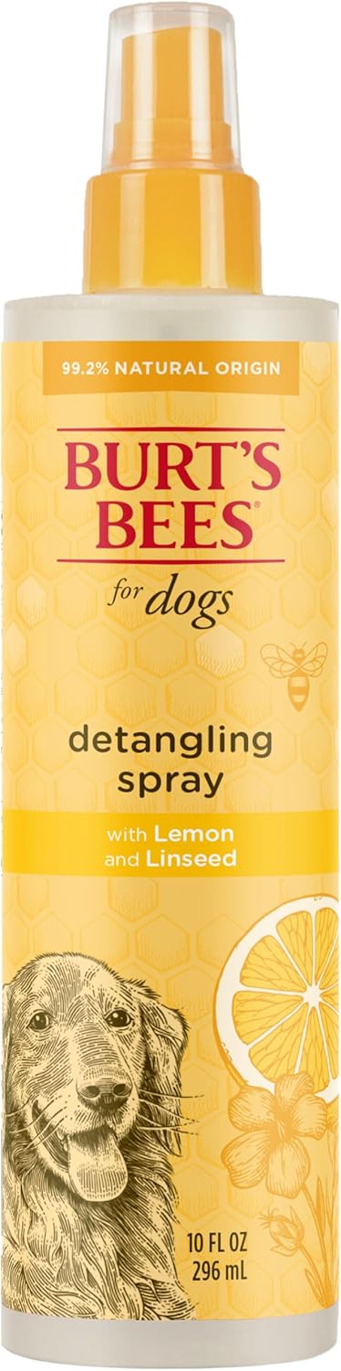 Burt's Bees Dog Detangling Spray - Natural Leave-in Coat & Deodorizing Grooming Spray | 10 Fl Oz, pH Balanced