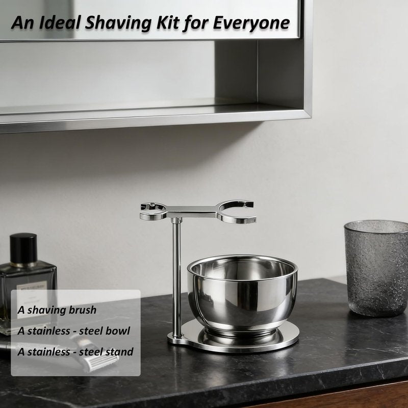 GRUTTI Shaving Brushes Kit For Men, 3 In 1 Shaving Brush Set Includes Shaving Brush, Shaving Bowl, Shaving Stand