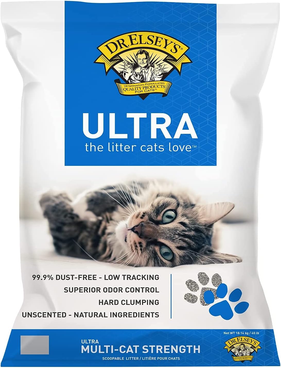 Ultra UnScented Clumping Clay Cat Litter - 40 lb. Bag for Odor Control & Easy Cleanup