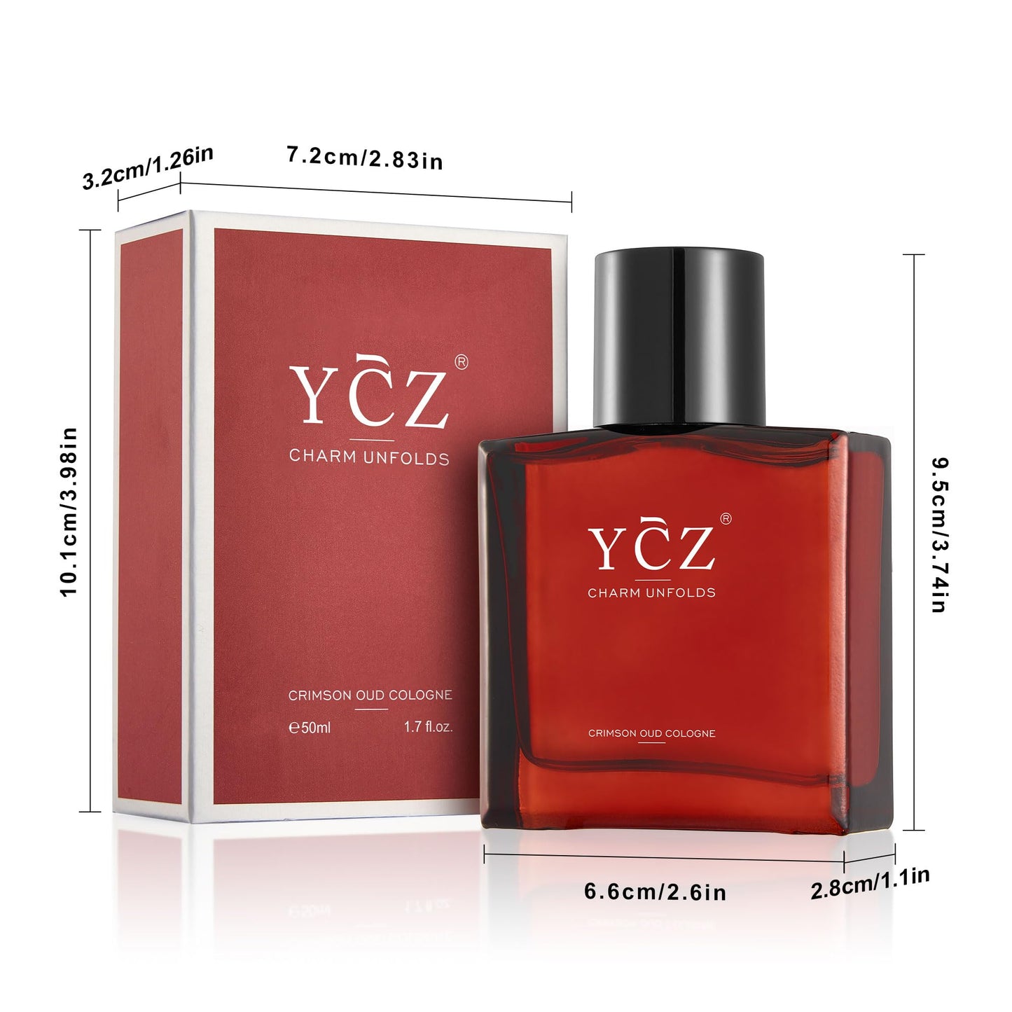 Ycz CRIMSON OUD Cologne for Men - Eau De Parfum - 1.7oz Long-Lasting Unique Oriental Woody Perfume with Rose, Raspberry, Papyrus & Amber, Ideal for Everyday Use and Special Occasions