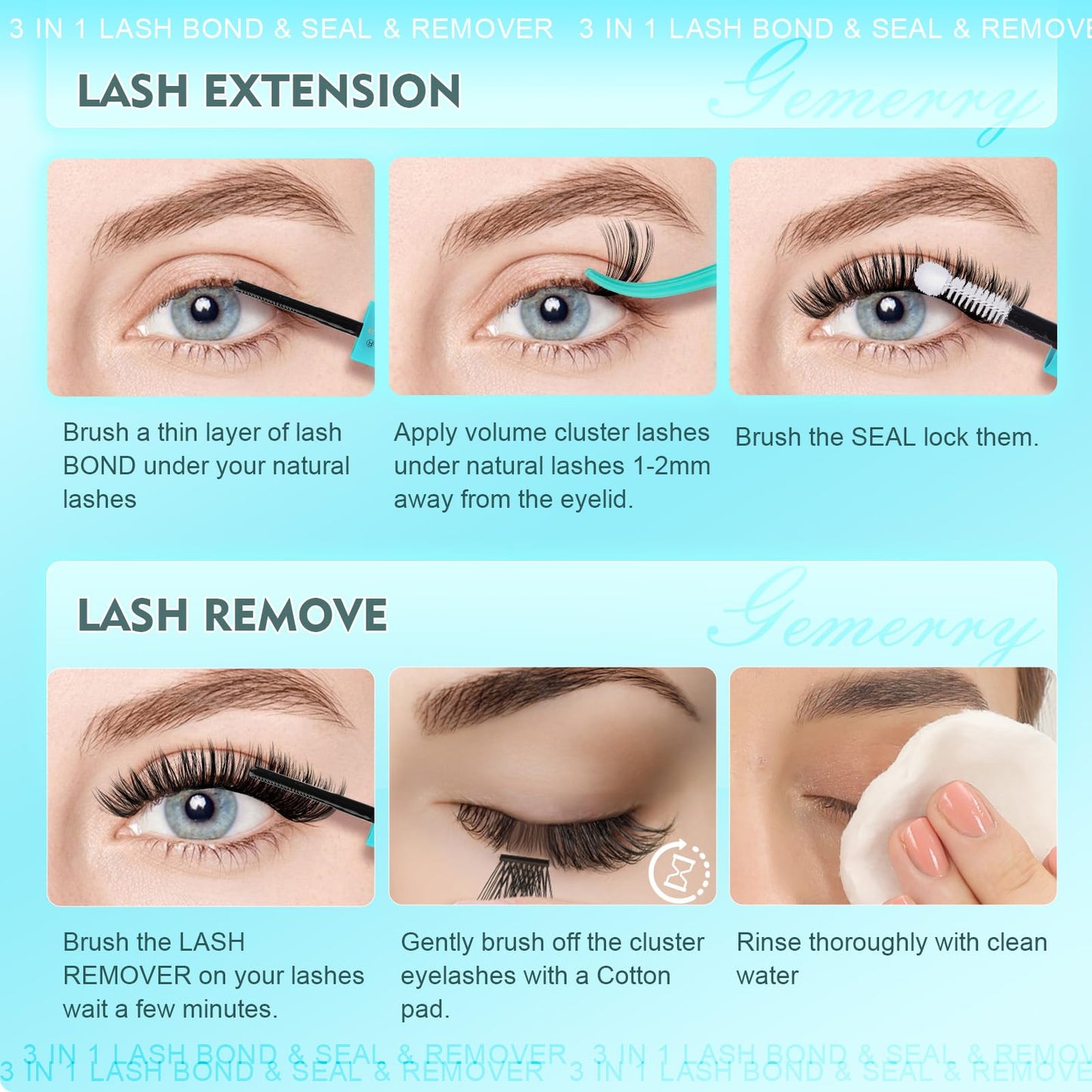 GEMERRY Lash Bond and Seal Remover 3-in-1 (3ml/3ml/3ml)