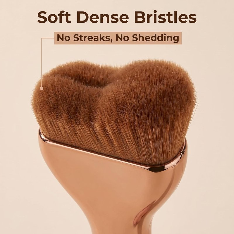 Angled Flat Kabuki Foundation Brush - Liquid Makeup Applicator for Seamless Blending | Bronze Finish