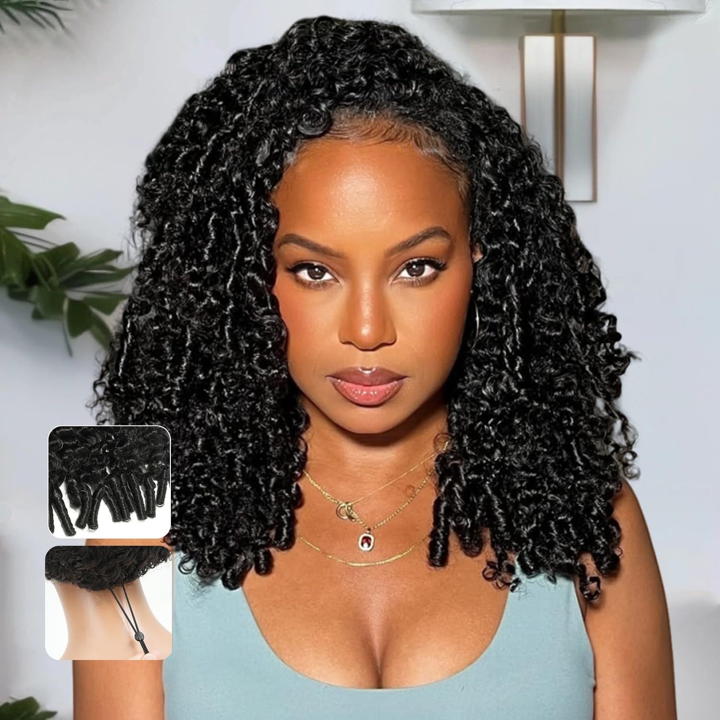 Burmese Curly Half Wig - 220 Density Human Hair, 16 Inch | No Glue, Beginner Friendly, Drawstring Design