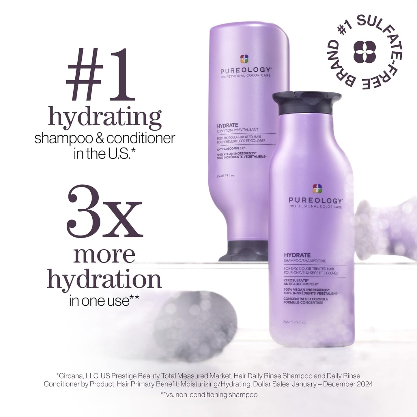 Pureology Hair Hydration Discovery Kit - Moisturizing Shampoo, Conditioner & Leave-In Treatment | Travel Size for Dry, Color-Treated Hair