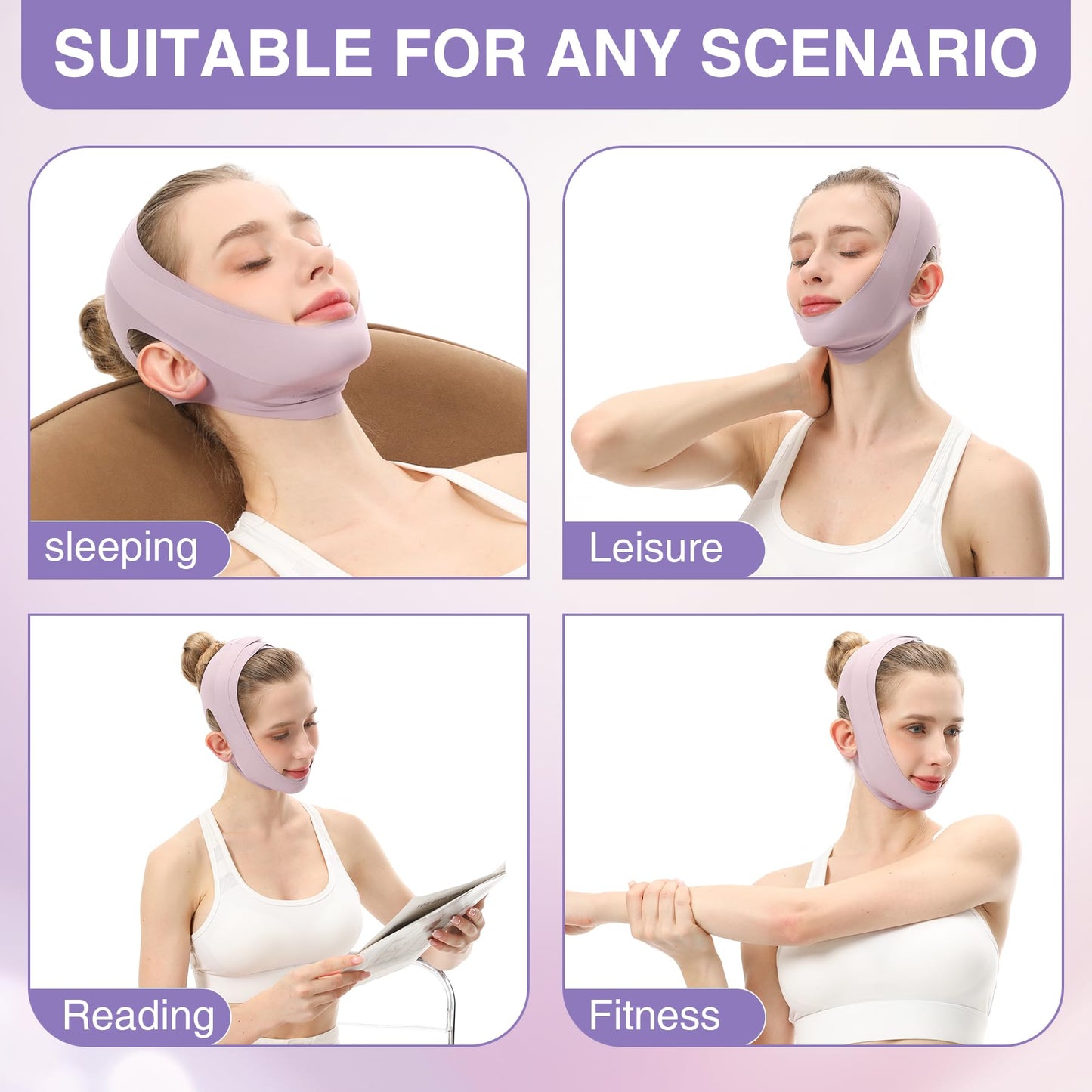 Face Lift Belt Forehead Lift Band, Breathable Comfort Pressure Forehead Bandage Chin Up Face Lifting Vshaped Strap
