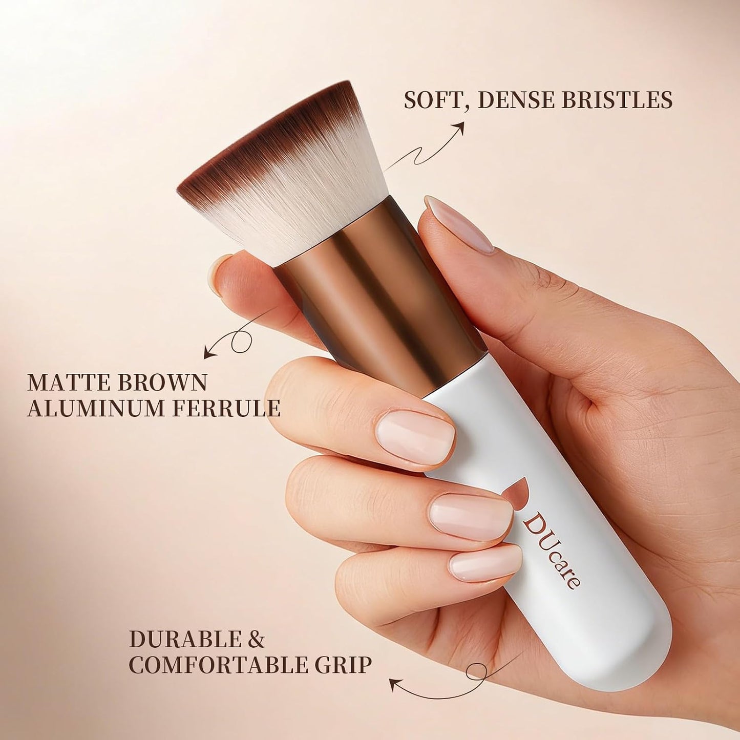 DUcare Large Flat Top Kabuki Foundation Brush Set - 3 Premium Brushes for Liquid, Cream & Powder Makeup | Buffing & Blending