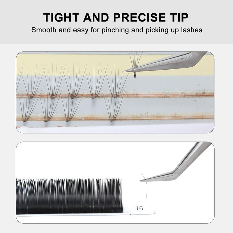 Ms.Queen Lash Tweezers for Lash Extensions,Professional 45 Degree Long Ultra-Firm tip Eyelash Tweezers for Isolation,Volume and Premade Fans Lashing