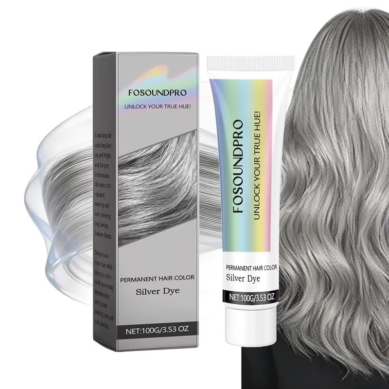 Silver Hair Dye - Vibrant Temporary Silver Color for Light Hair | 2-in-1 Nourishing Formula with Natural Essence Extract