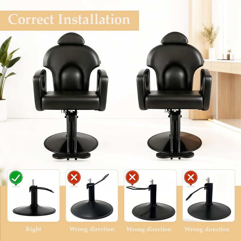 Black Salon Chair for Hair Stylist, Professional Barber Chairs Barbershop Hair Stylist Chair w/Heavy Duty Hydraulic Pump, 360° Braiding Styling Hairdresser Chairs for Spa Home Euipment, Matte Black